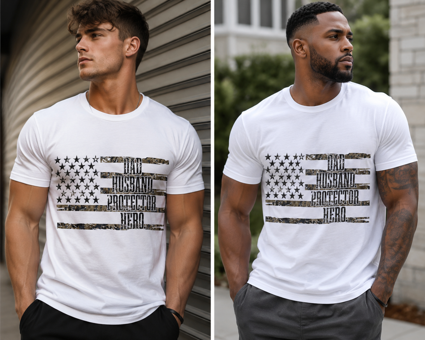 Patriotic 'Dad Husband Protector Hero' Flag T-Shirt