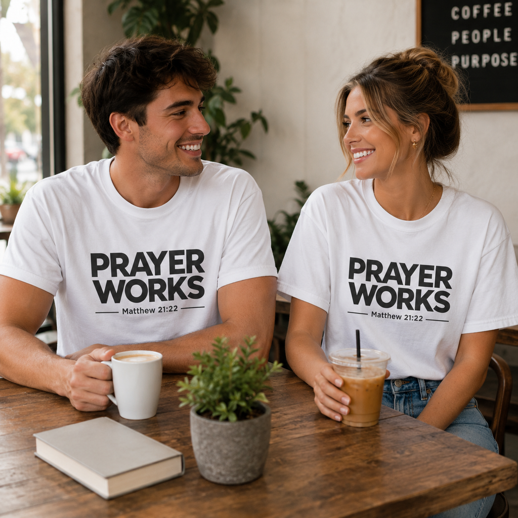 Prayer Works T‑Shirt — Matthew 21:22 Christian Faith Tee