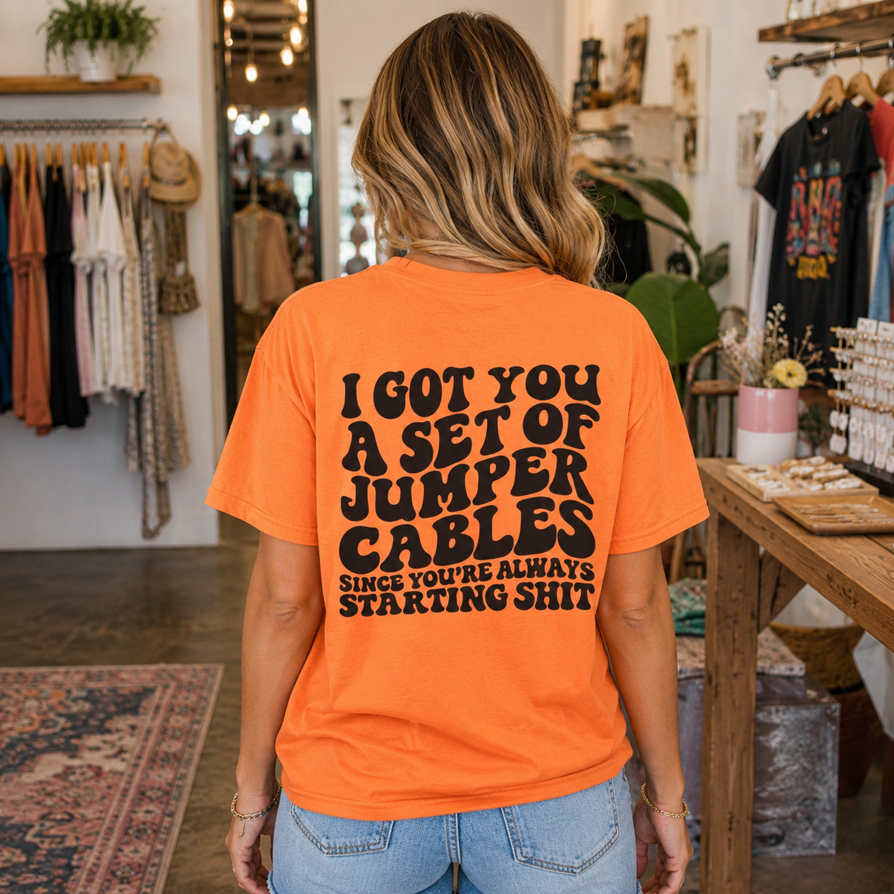T-Shirt — "I Got You a Set of Jumper Cables" Graphic Tee